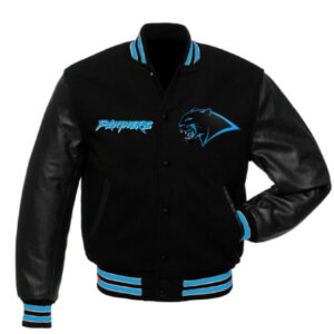 Men's Carolina Panthers NFL Team Black Varsity Jacket