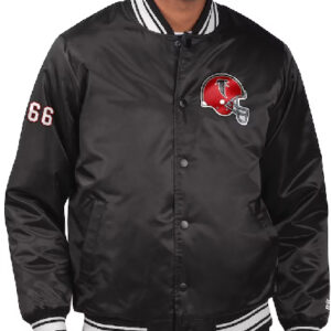 NFL Atlanta Falcons Starter Throwback Helmet Black Varsity Jackets