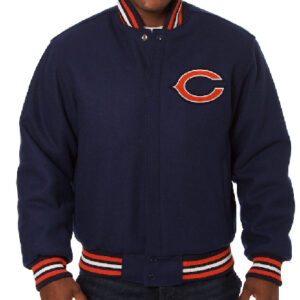 NFL Chicago Bears JH Design Embroidered Navy Varsity Jacket