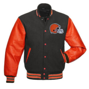 NFL Cleveland Browns Grey And Orange Wool Jackets