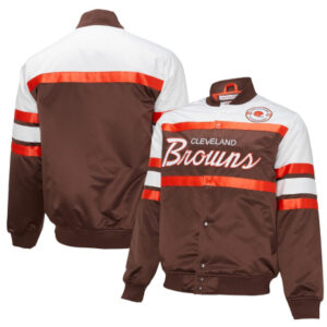 NFL Cleveland Browns Mitchell & Ness 75th Anniversary Brown Satin Jacket