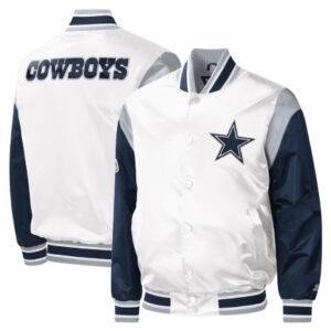 NFL Dallas Cowboys Starter Warm-Up Pitch White Satin Jacket