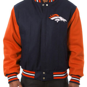 NFL Denver Broncos Royal Blue and Orange Wool Jackets