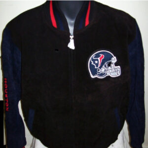 NFL Houston Texans Black And Blue Suede Jacket