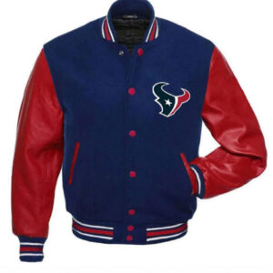 NFL Houston Texans Red and Blue Letterman Jacket