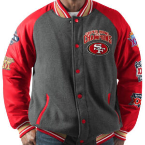 NFL Power Hitter Super Bowl 5x Champions Red Wool Jacket