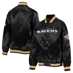 Baltimore Ravens Raglan Black Bomber Varsity Jacket