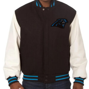 Carolina Panthers Two-Tone Black/White Varsity Jacket