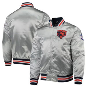 Chicago Bears Mitchell & Ness Game Silver Varsity Jacket