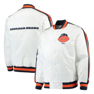 Chicago Bears Starter Throwback D-Line White Varsity Jacket