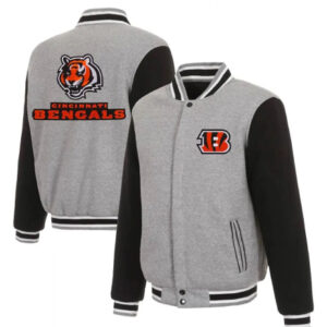 Cincinnati Bengals Gray and Black Letterman Varsity Jacket