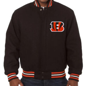 Cincinnati Bengals JH Design With Embroidered Varsity Jacket
