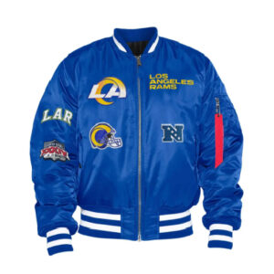 LA Rams Bomber MA-1 Royal Satin Jacket