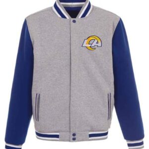 LA Rams Gray and Royal Blue Wool Varsity Jacket