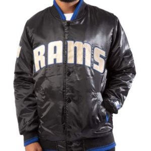 Los Angeles Rams Bomber Satin Black Jacket