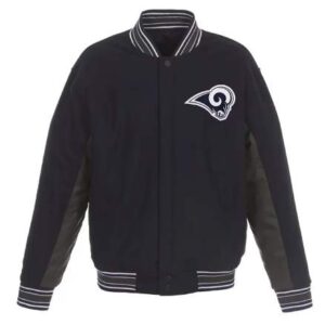 Los Angeles Rams Navy and Gray Wool Varsity Jacket