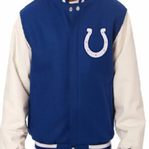 NFL Indianapolis Colts Blue And White Wool Varsity Jacket