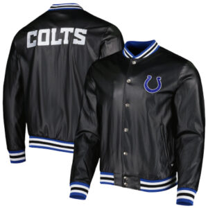NFL Indianapolis Colts The Wild Collective Black Metallic Bomber Jacket