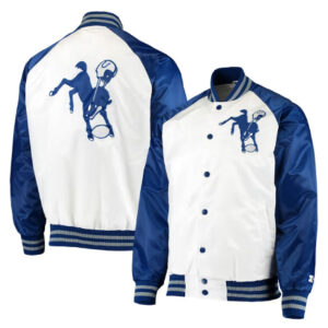 NFL Indianapolis Colts Throwback White/Blue Satin Jacket