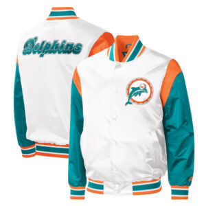 NFL Miami Dolphins Starter Throwback Warm Up Pitch Varsity Jacket