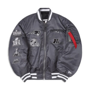 New England Patriots Alpha Industries Gray MA-1 Bomber Jacket