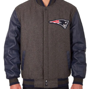 New England Patriots Charcoal and Blue Varsity Jacket