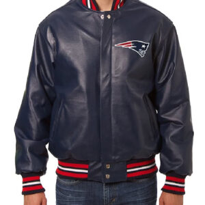 New England Patriots JH Design Navy Blue Leather Jacket