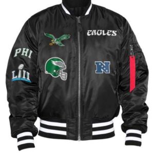 Philadelphia Eagles MA-1 Black Satin Bomber Jacket