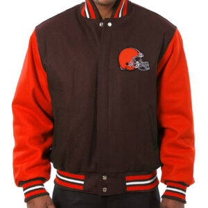 Cleveland Browns JH Design Brown And Orange Varsity Jacket