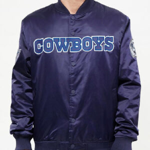 Dallas Cowboys Wordmark Bomber Navy Blue Jacket