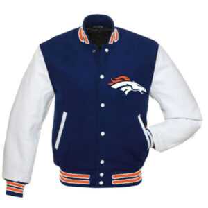 Denver Broncos Blue And White Letterman Varsity Jacket