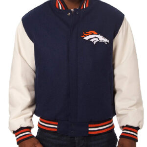 Denver Broncos JH Design Two-Tone Navy And White Wool Jacket