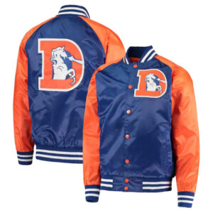 Denver Broncos Lead-Off Royal Blue And Orange Varsity Jacket