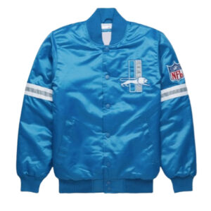 Detroit Lions Starter Bomber Light Blue Satin Jacket