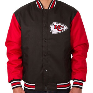 Kansas City Chiefs Poly Twill Black and Red Varsity Jacket