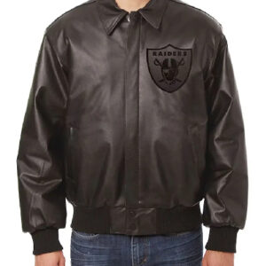 Las Vegas Raiders Black Tonal Leather Jacket