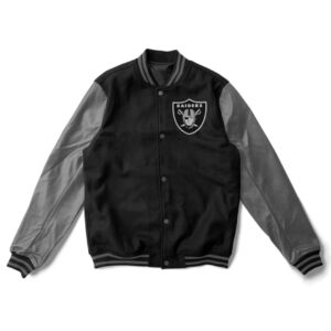 Las Vegas Raiders Black and Gray Varsity Jacket