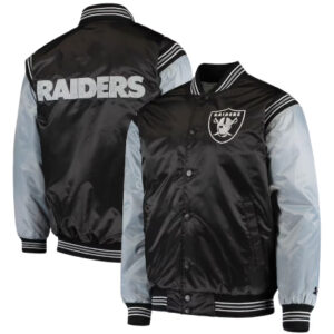 Las Vegas Raiders Enforcer Black and Silver Varsity Jacket