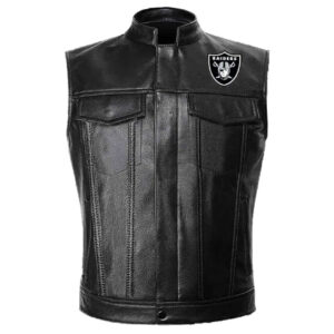 NFL Las Vegas Raiders Black Leather Vest