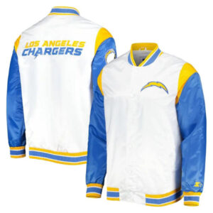 Los Angeles Chargers Throwback Pitch White And Blue Varsity Jacket