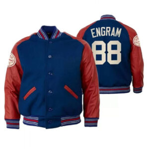 New York Giants Evan Engram Blue and Red Varsity Jacket