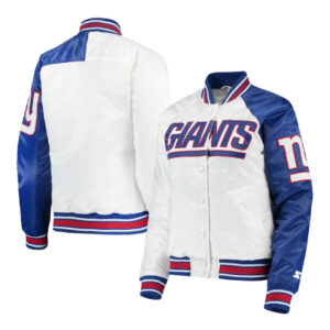 New York Giants Hometown White And Royal Blue Varsity Jacket