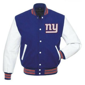 New York Giants White and Blue Letterman Varsity Jacket