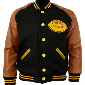 Pittsburgh Steelers 1955 Authentic Black and Brown Varsity Jacket