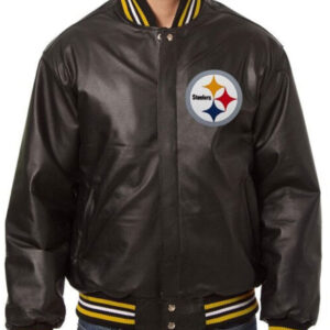 Pittsburgh Steelers Black Bomber Leather Jacket