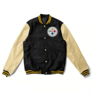 Pittsburgh Steelers Black and Cream Varsity Jacket