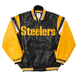 Pittsburgh Steelers Black and Yellow Bomber Leather Jacket