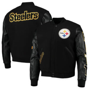 Pittsburgh Steelers Logo Black Letterman Varsity Jacket