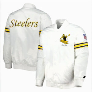 Pittsburgh Steelers The Power Forward White Varsity Jacket