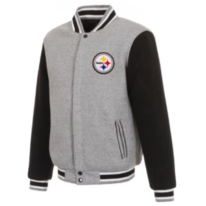 Pittsburgh Steelers Two-Tone Gray And Black Varsity Jacket